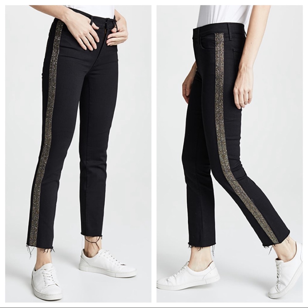 MOTHER (SIZE 25) The Rascal Embellished Ankle Fray Jeans